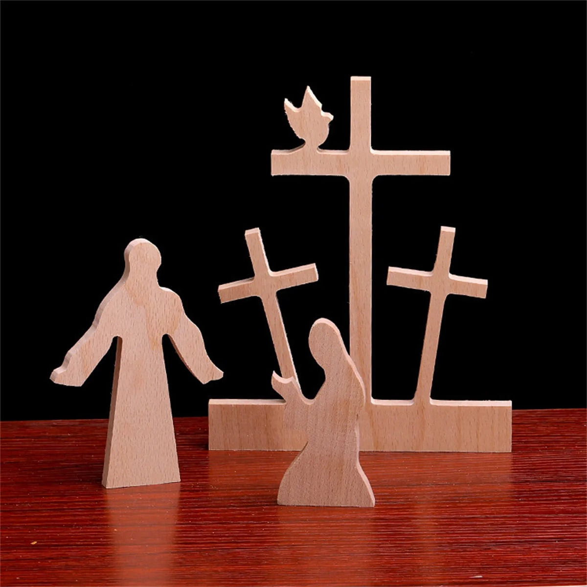 Easter Resurrection Scene Wooden Cross Decoration 9-Piece Set