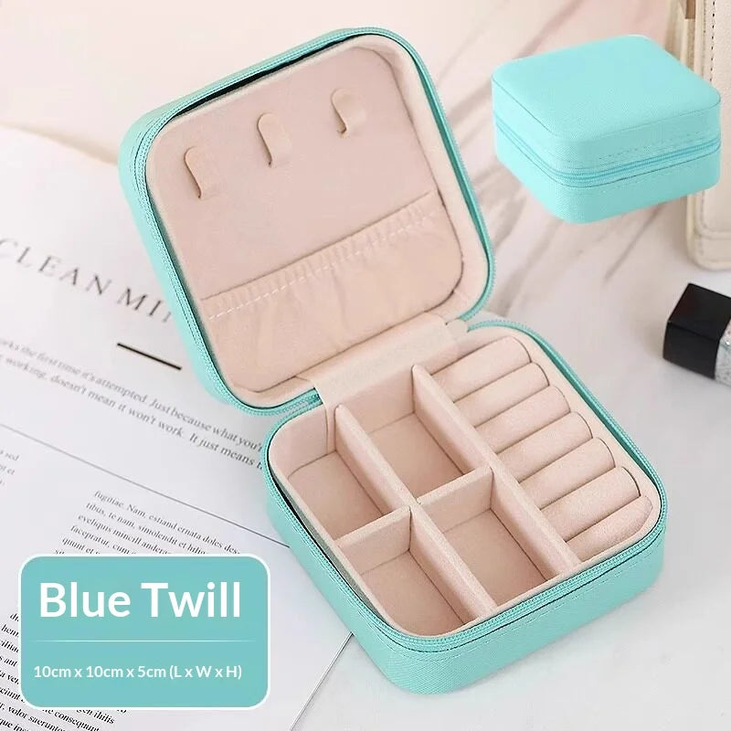 Portable PU Leather Travel Jewelry Box Zipper Organizer