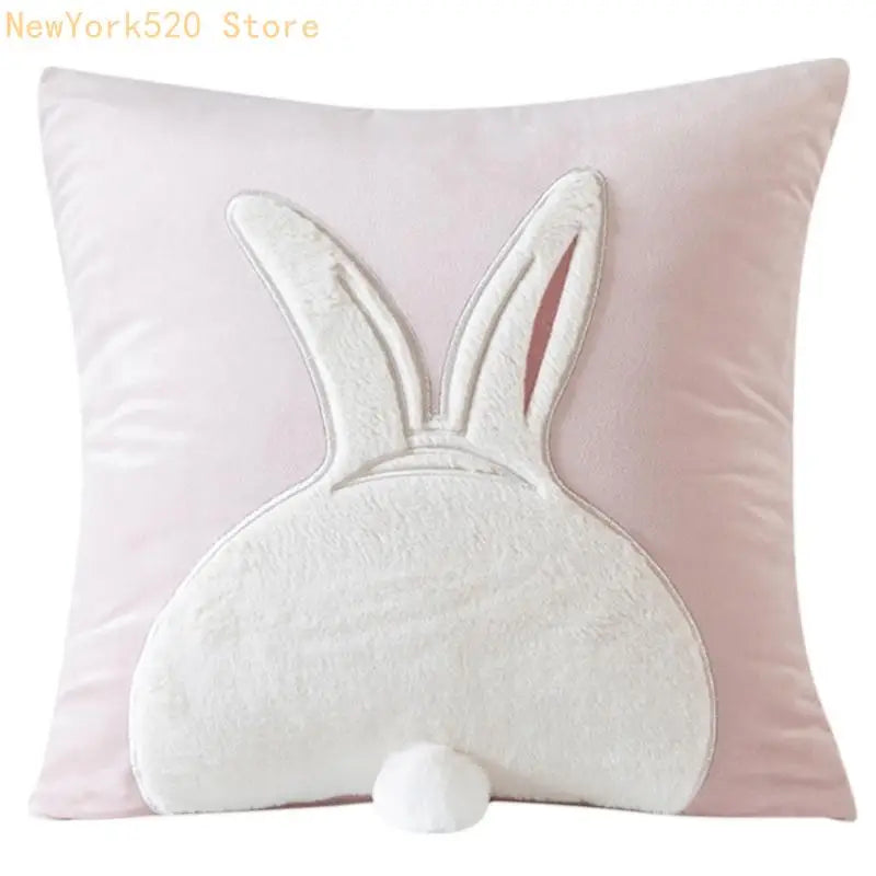 Rabbit Cushion Cover 45x45cm Square Sofa Decorative Pillow