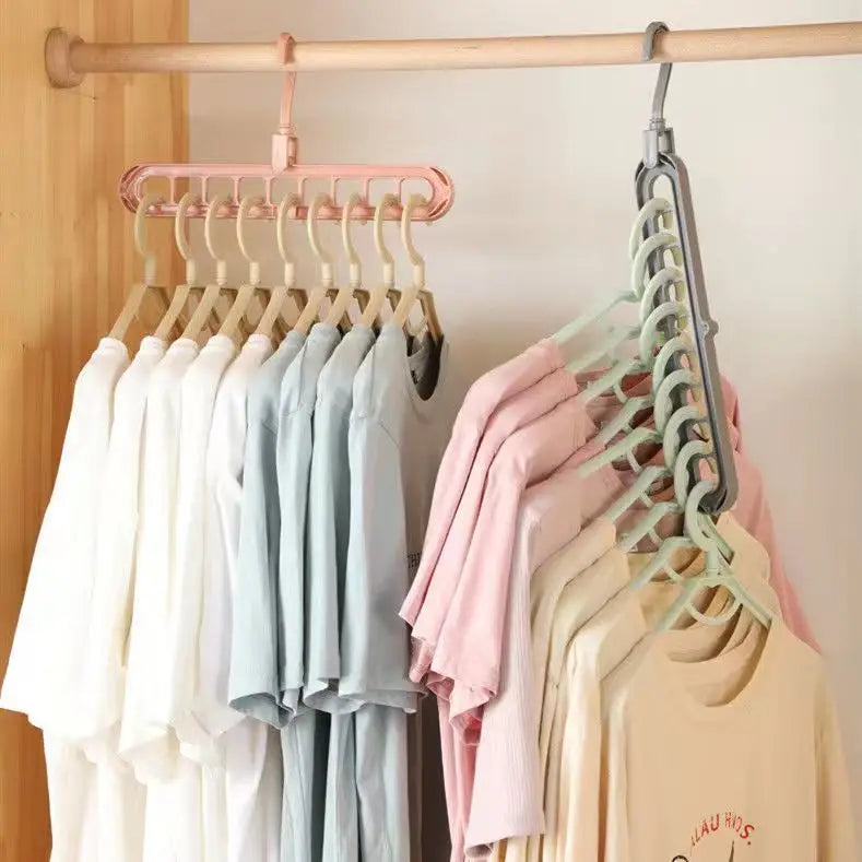 9-Hole Foldable Space-Saving Clothes Hanger Wardrobe Organizer