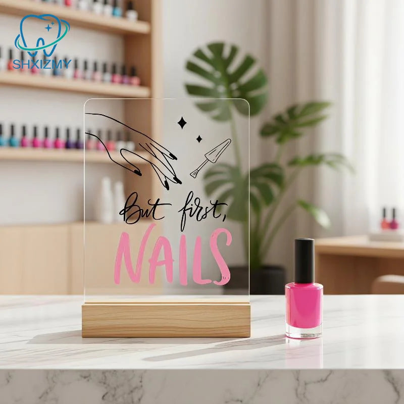 "But First, Nails" Acrylic Desk Sign – Nail Salon Decor