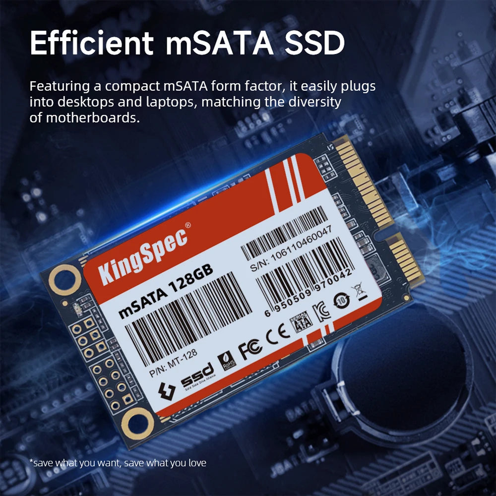 KingSpec mSATA SSD 128GB to 2TB – Internal Solid State Drive