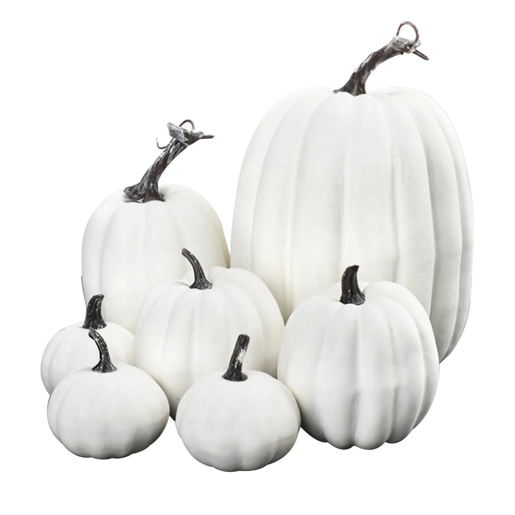 7-Piece Artificial Pumpkin Set – Fall Halloween Harvest Décor