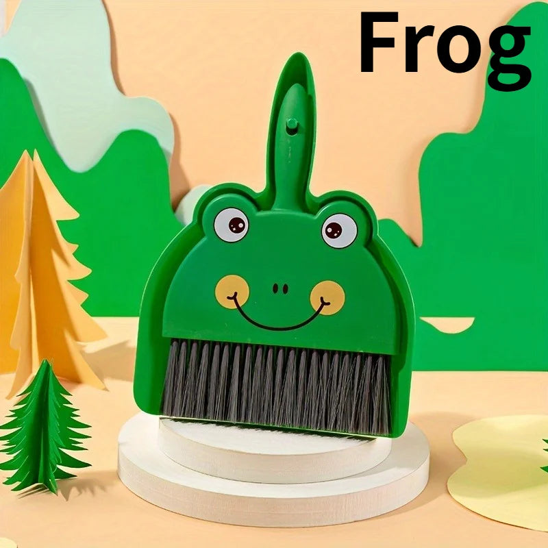 Mini Desk Broom & Dustpan Set – Cute Animal Pattern Design