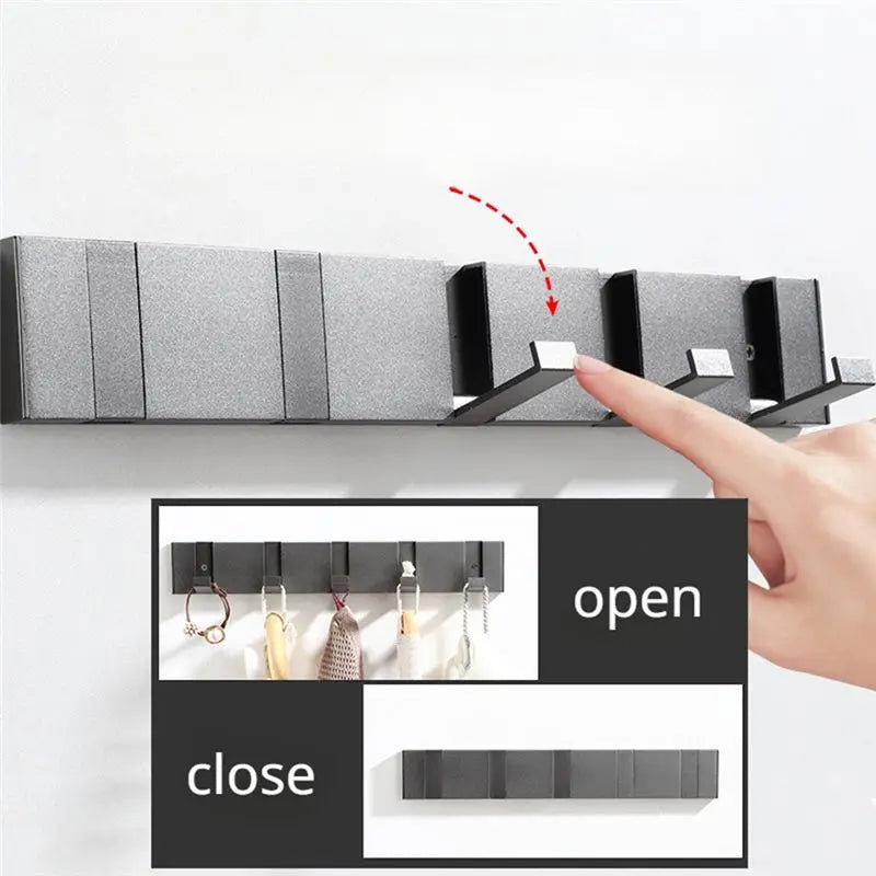 No-Drill Wall-Mounted Folding Hook – 5-Arm Space Aluminum