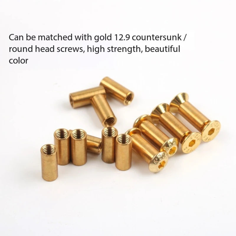 10-Pack Brass Knife Handle Screw Rivets – Flat & Round Hex Head