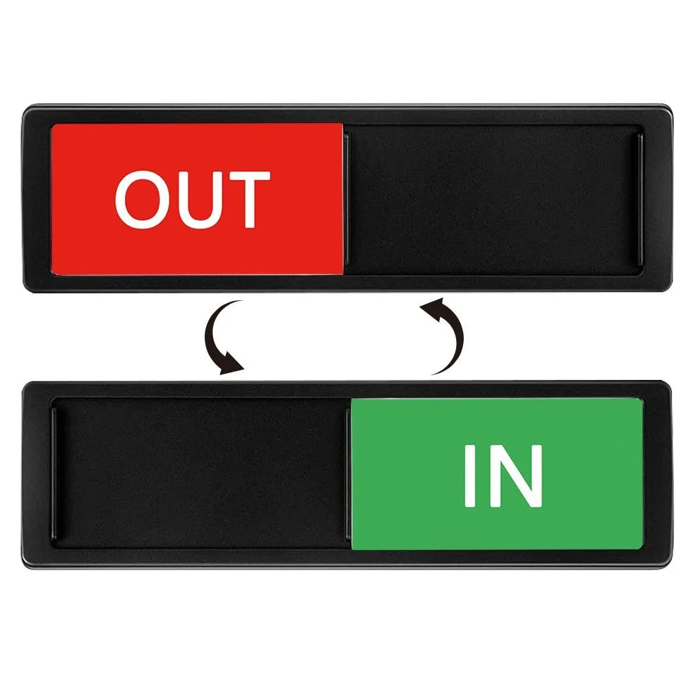 Reversible IN OUT Door Sign Self-Adhesive Sliding Indicator