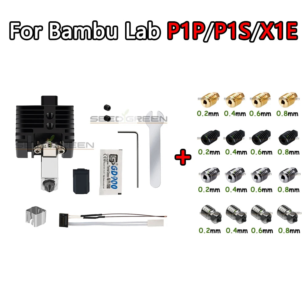 Sprouture Lab Hardened Brass Hotend Nozzle for Bambu Lab P1P P1S X1