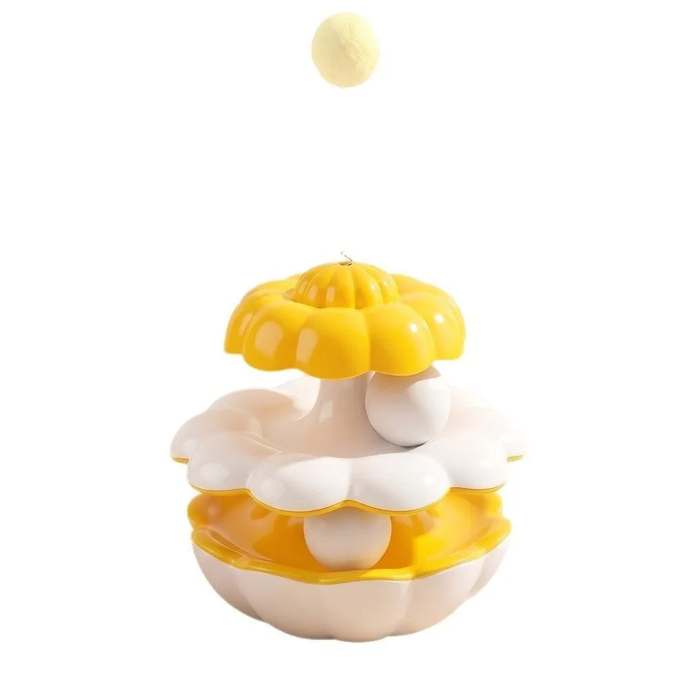 Interactive Cat Turntable Toy – Spring Rotating Ball & Tumbler