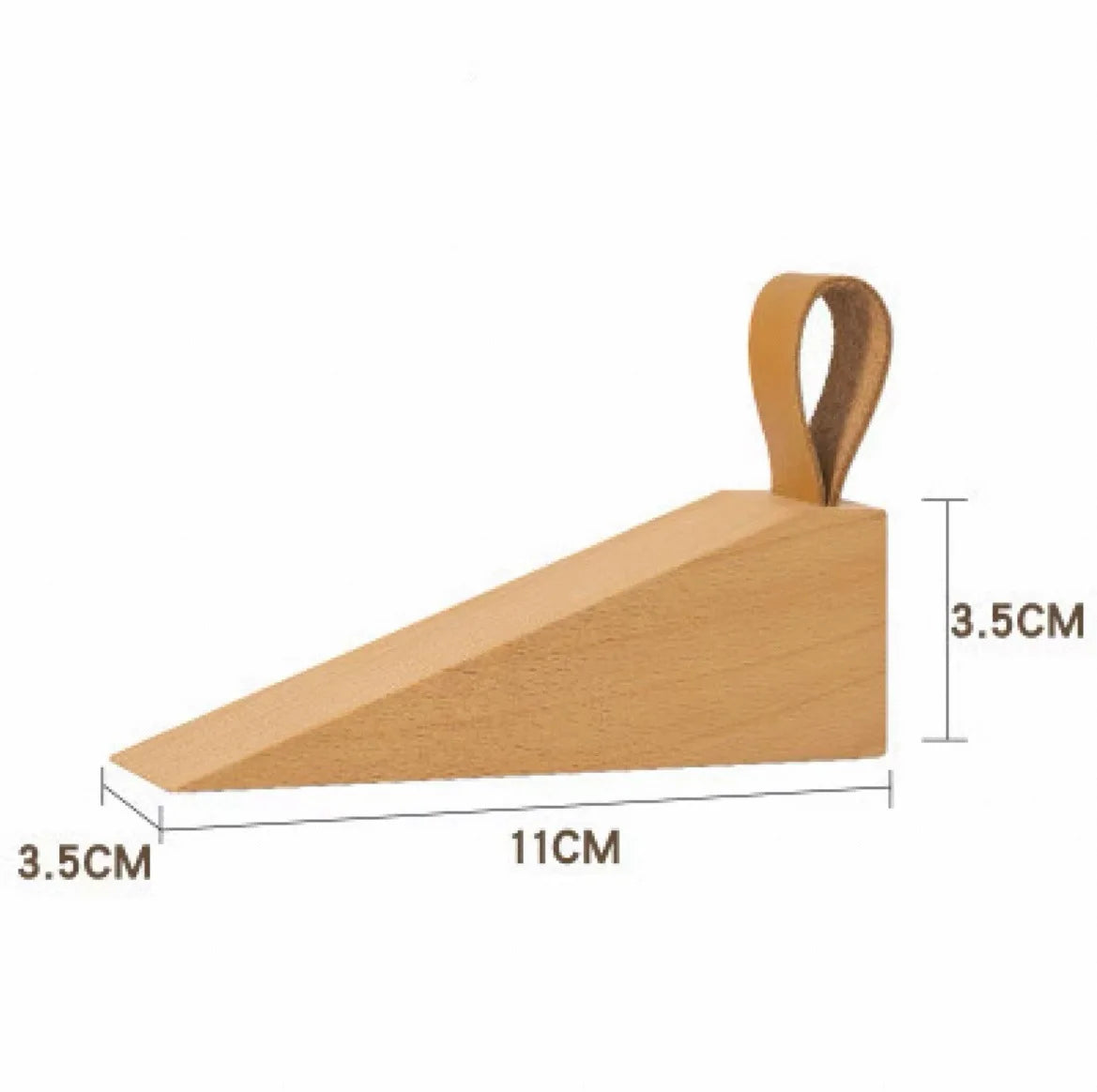 Solid Wood Door Stopper Decorative Wedge with Leather Strap