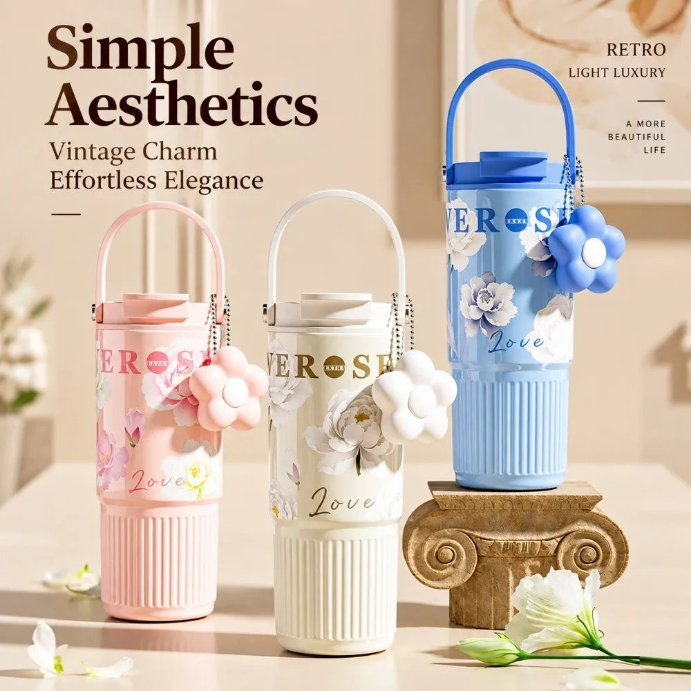 VIBE 750ml Floral Insulated Stainless Steel Tumbler for Women
