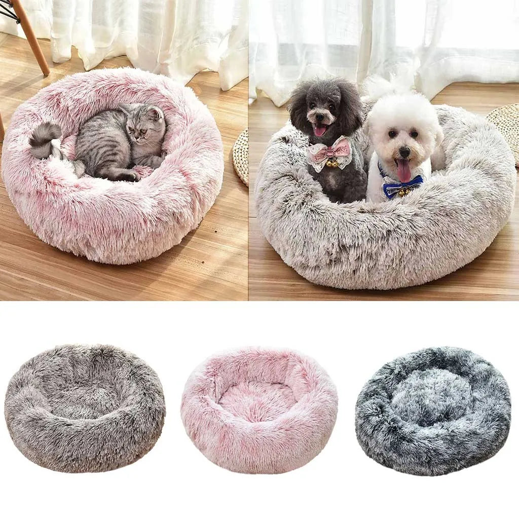 Fluffy Round Pet Bed – Soft Plush Mat for Cats & Dogs
