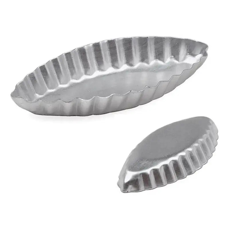 15-Pack Aluminum Boat Shape Mini Cake Moulds – Ribbed Edge