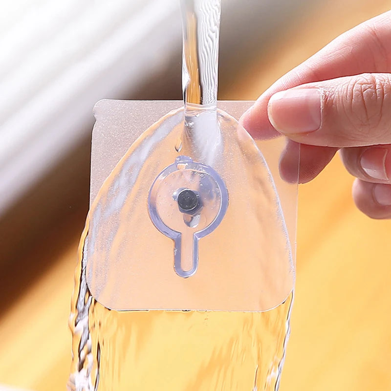 10-Pack Self-Adhesive Wall Hooks – No-Drill Transparent Hangers