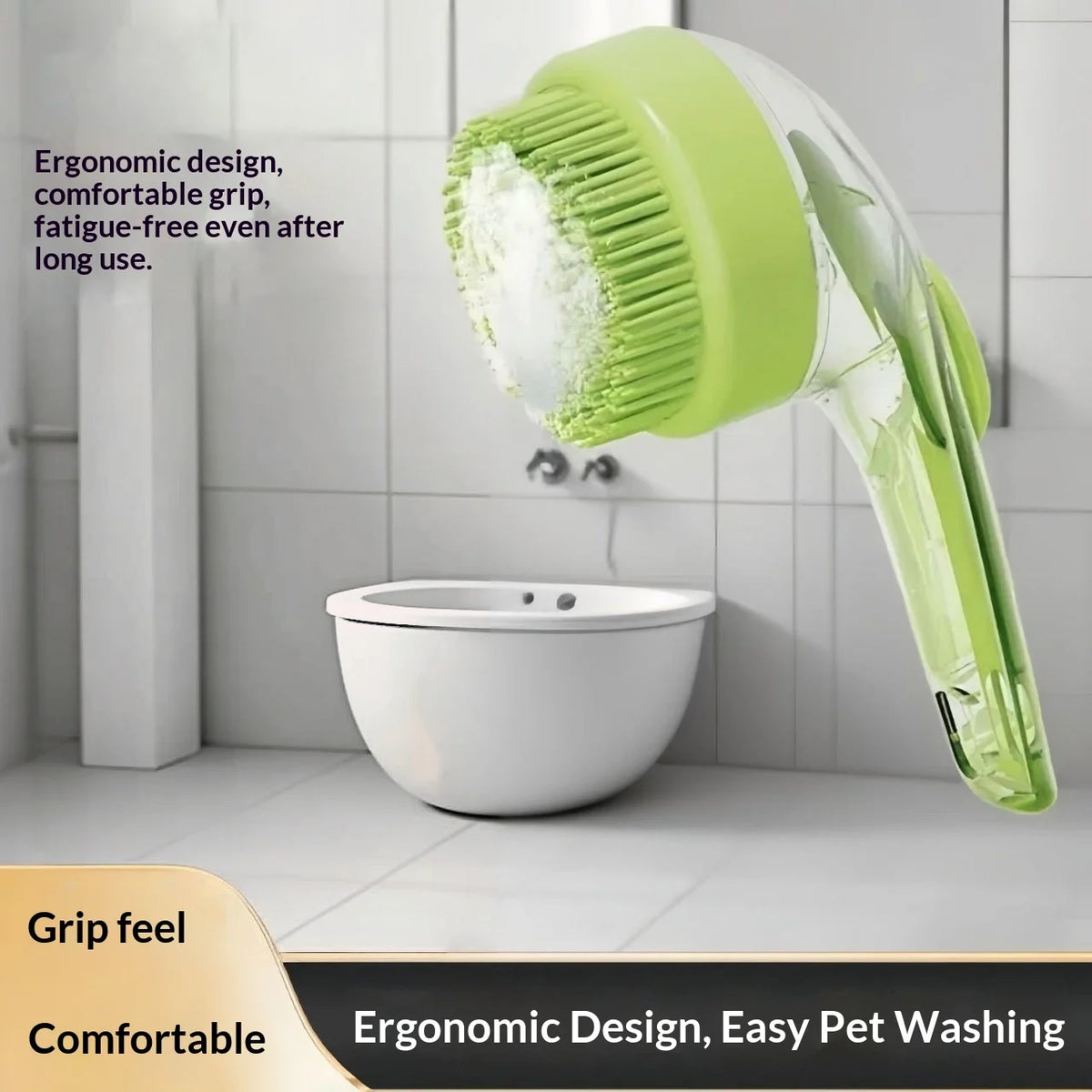 Pet Bath Brush with Shampoo Dispenser – Silicone Grooming Comb