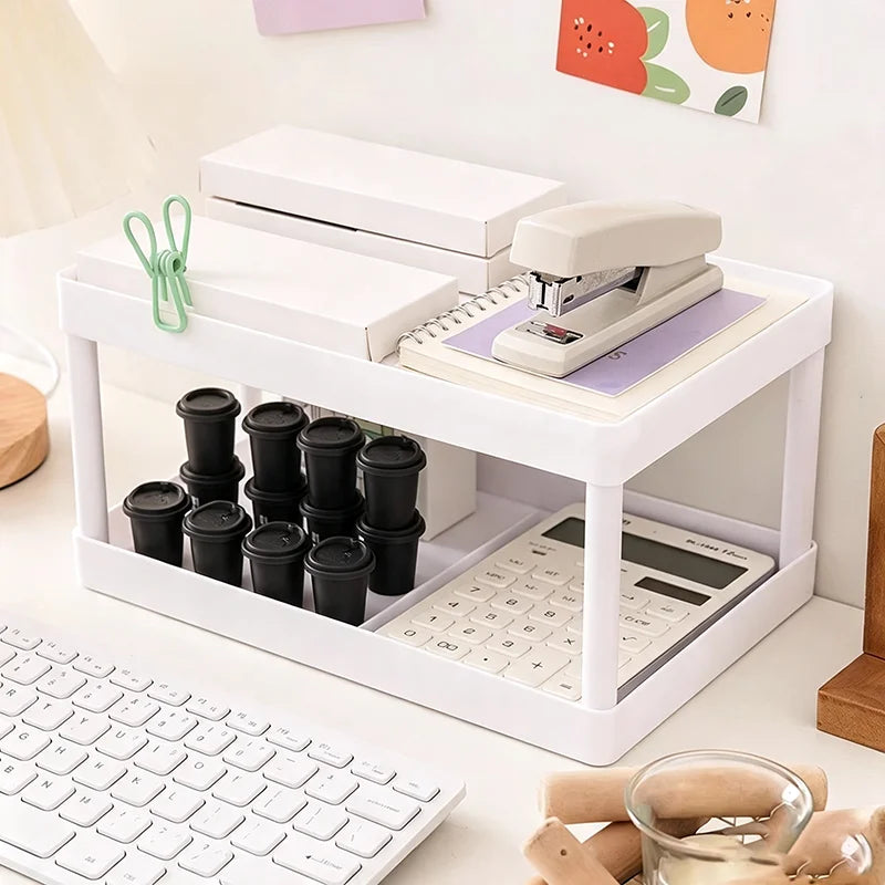 Double Layer Desktop Storage Rack Plastic Organizer | VIBE