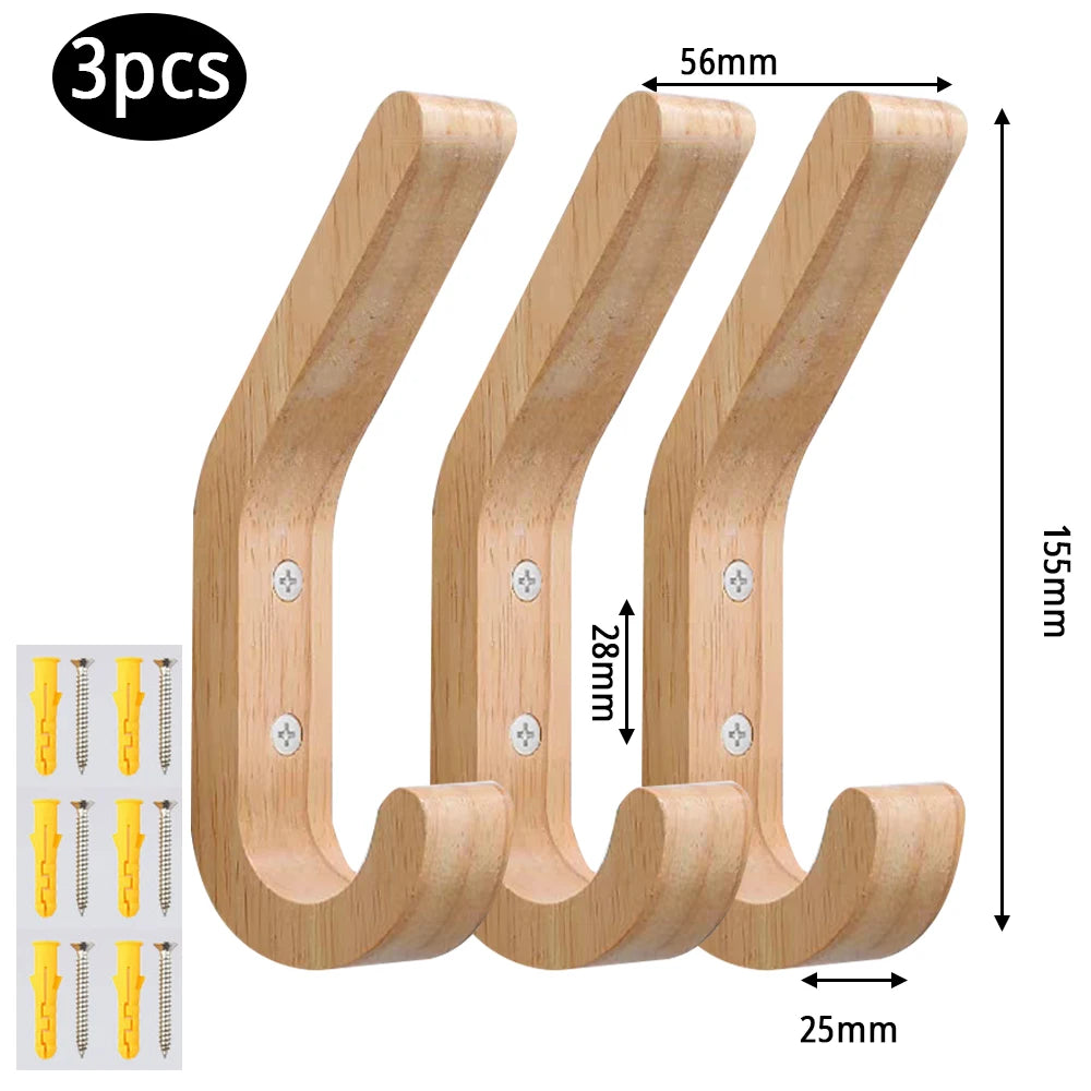 Wooden Wall Mounted Double Coat Hooks – Heavy Duty Oak Rack