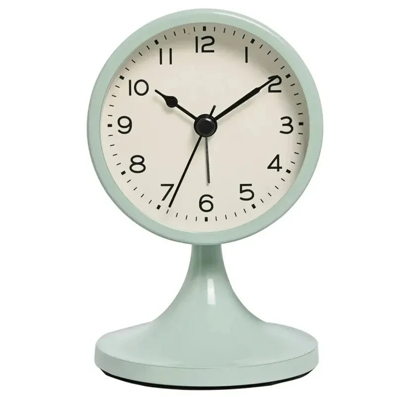 Nordic Metal Alarm Clock with Night Light – Silent Round Clock