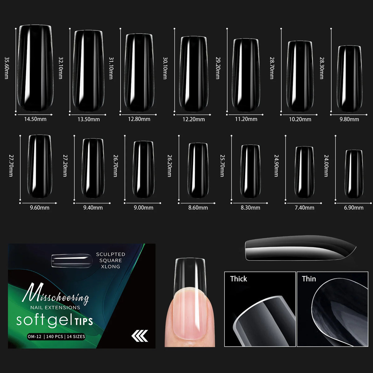 120pcs Clear Soft Gel Nail Tips – 14 Arch Styles Full Cover