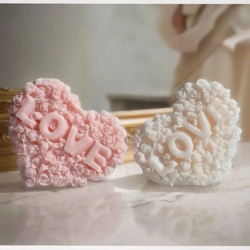 Rose Heart Silicone Mold – DIY Candle Resin Chocolate Craft