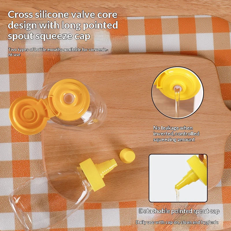 Reusable Squeeze Honey Bottle with Lid – 180–720ml PP