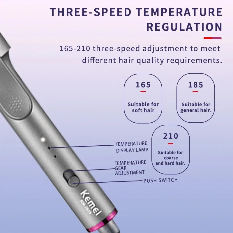 Kemei Large Barrel Curling Iron Wand – KM-2855 Professional