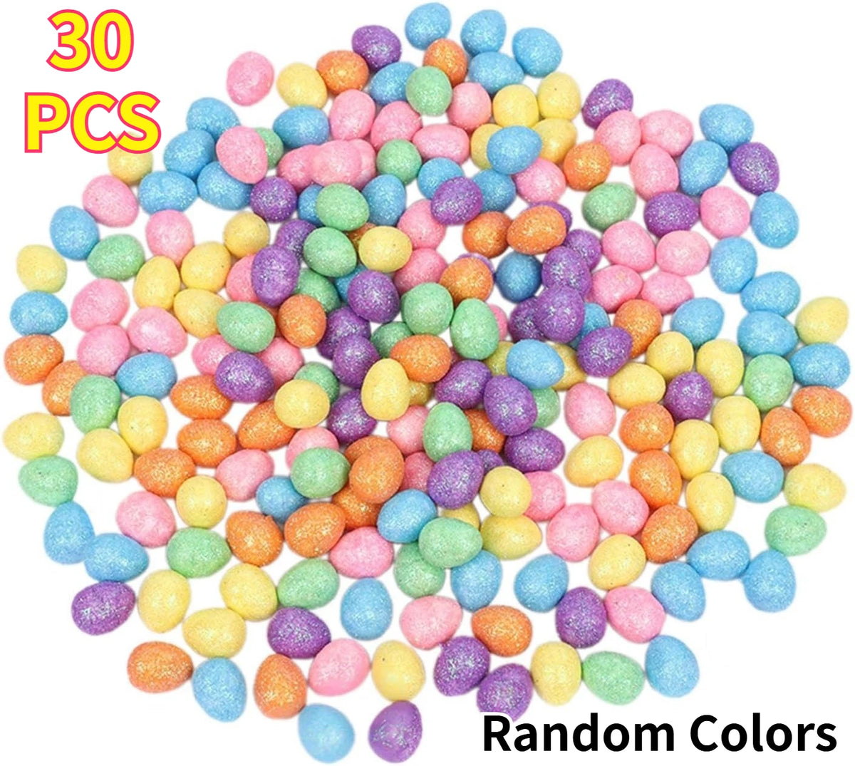 30/60 PCS Mini Glitter Foam Easter Eggs Bulk – Craft & Party Decor