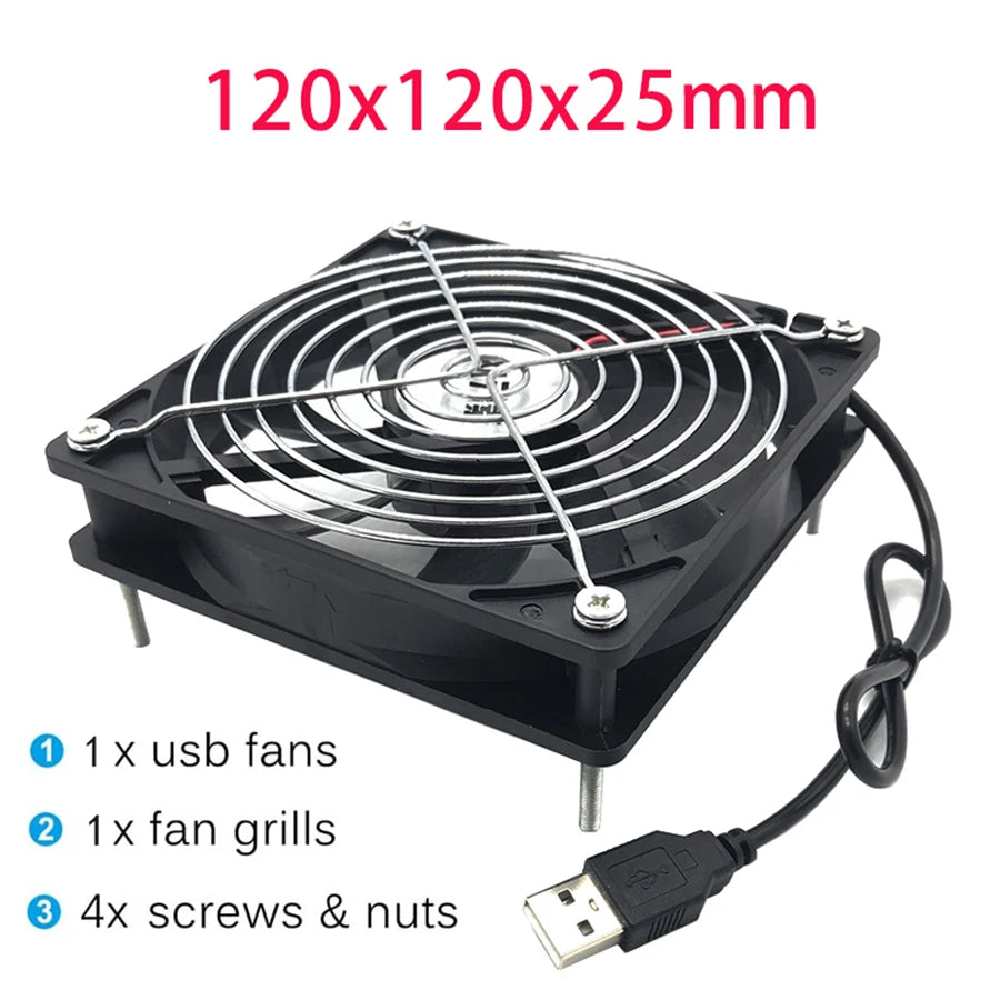 USB 12V Cooling Case Fan 120mm & 80mm – DVR Router TV Box