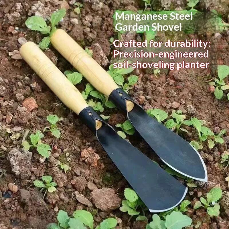 Manganese Steel Garden Trowel – Wooden Handle Digging & Weeding