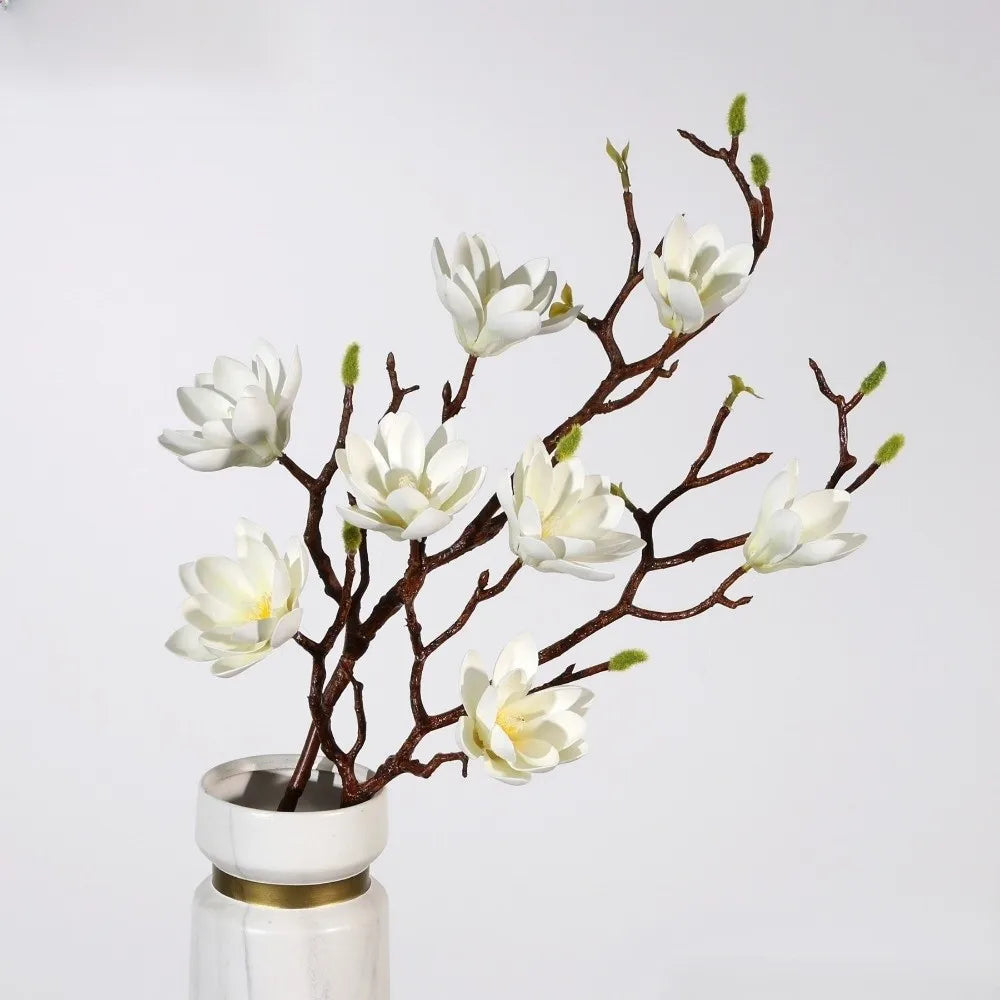 Pink Artificial Magnolia Flower Branch – 72cm Faux Blossom Décor