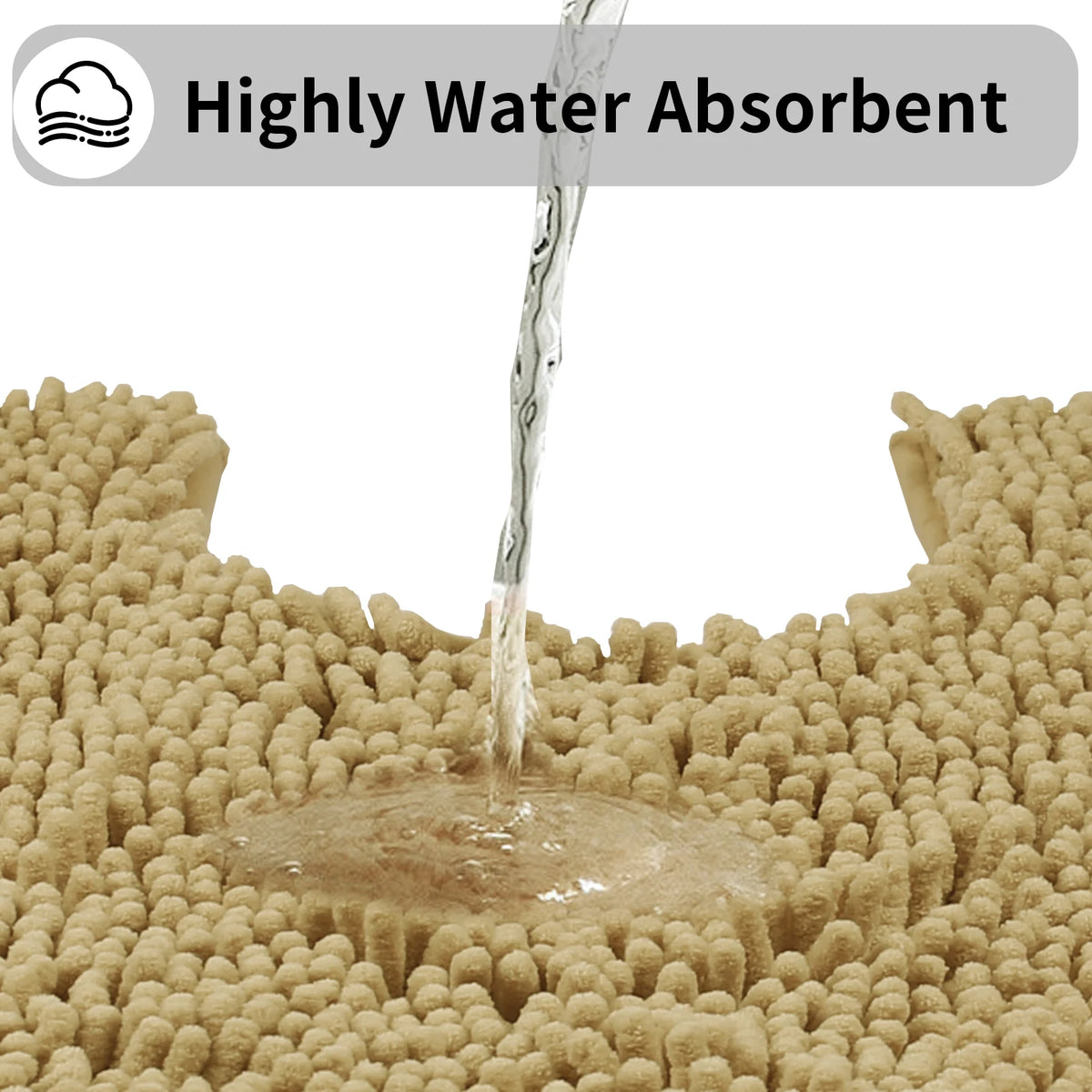 Set of 3 Chenille Bath Rugs – Shaggy Non-Slip Bathroom Mats