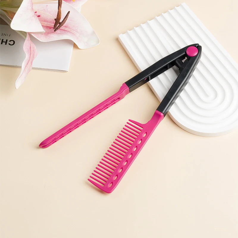 V-Type Hair Straightener Brush – Styling Comb for Men & Women