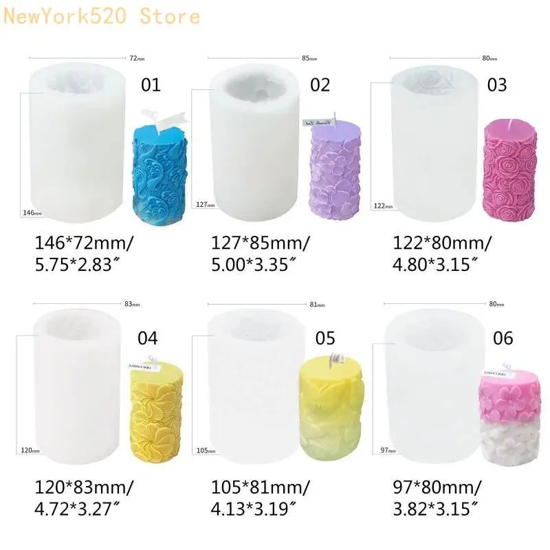 3D Cylinder Silicone Mold – Flower & Butterfly Wave Pattern