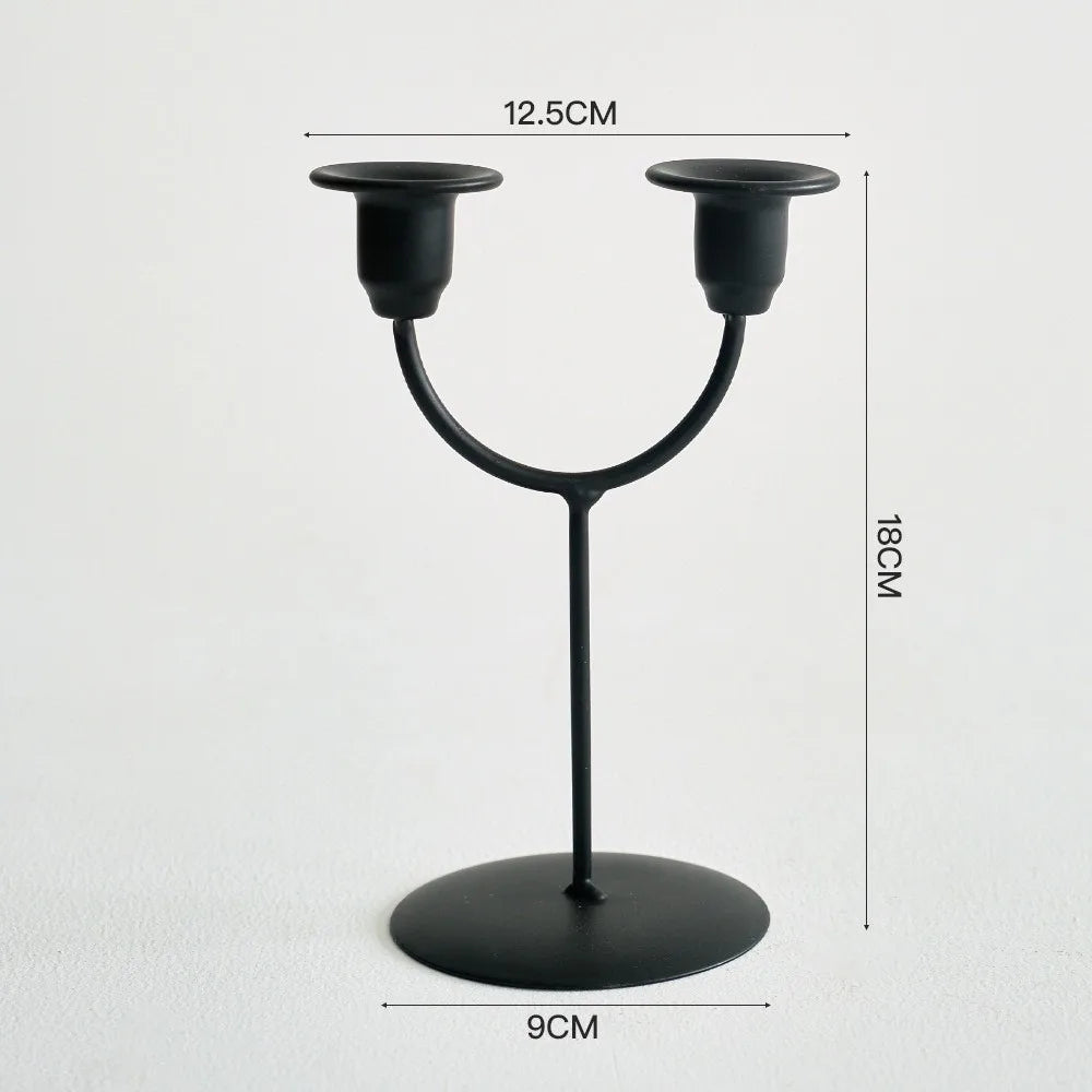 Double U-Shaped Metal Candlestick Holder – Elegant Table Decor