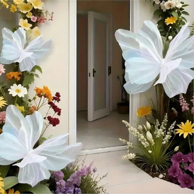 2-Pack 50cm 3D Gradient Silk Butterfly Decorations | Glitter Organza