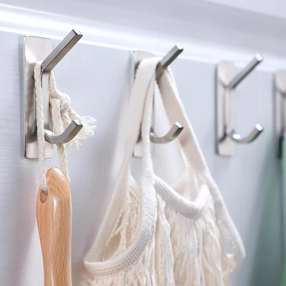 Self-Adhesive Stainless Steel Wall Hooks – No-Drill Organizer