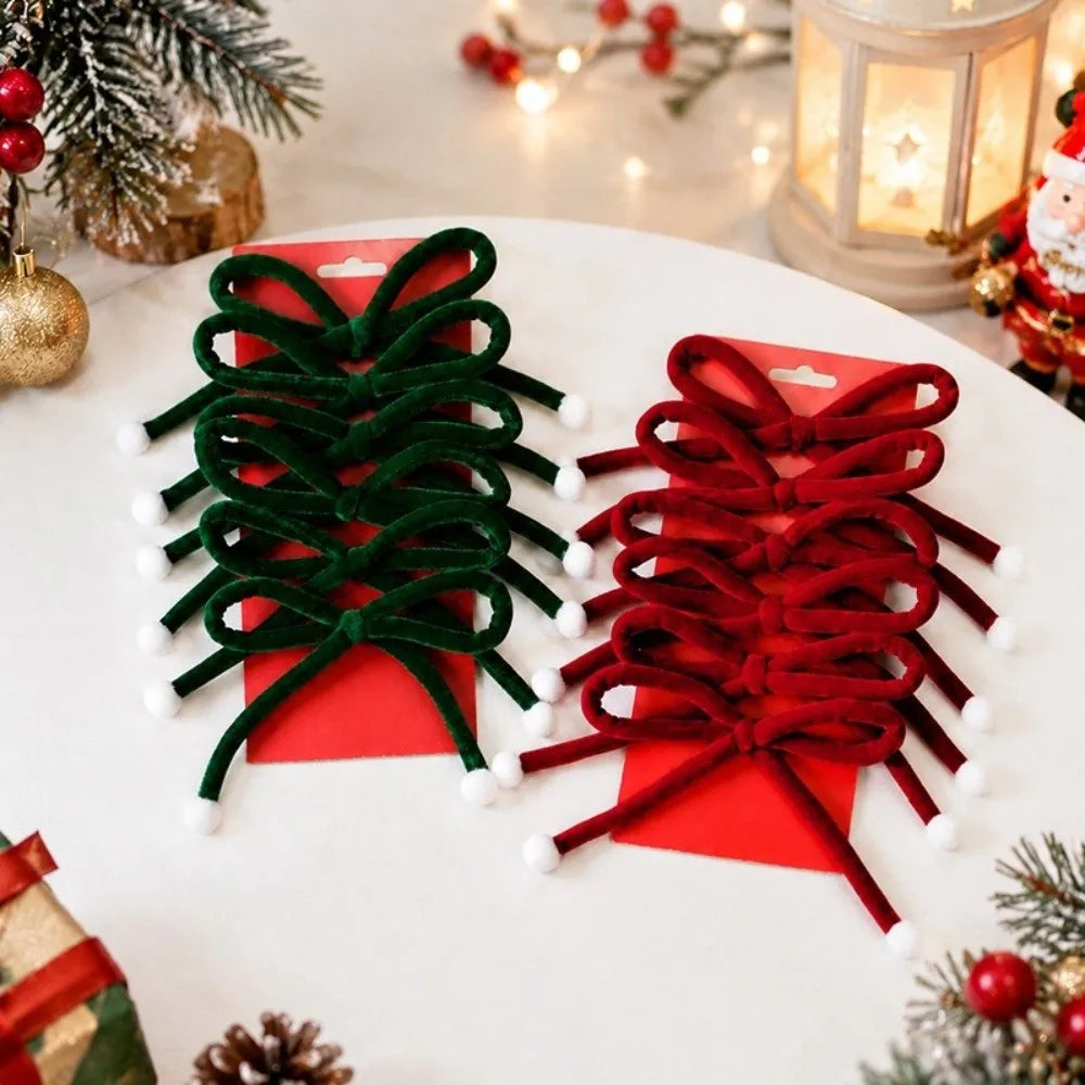 Velvet Christmas Tree Bows 3/6 Pack – Red & Green Ornaments
