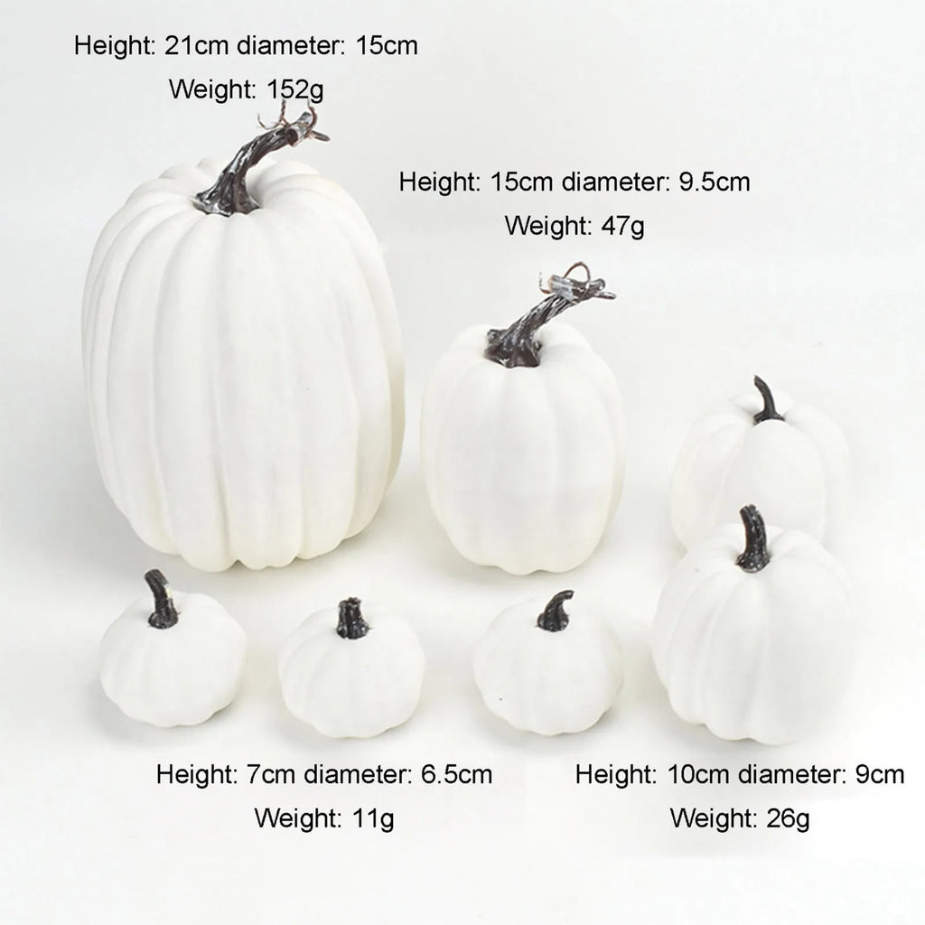 7-Piece Artificial Pumpkin Set – Fall Halloween Harvest Décor