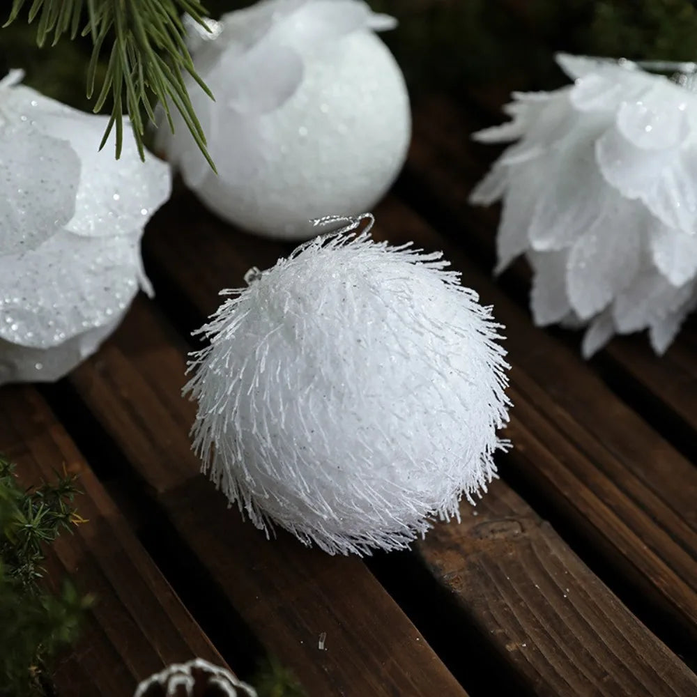 White Petal Foam Christmas Ball Ornament | Xmas Tree Décor