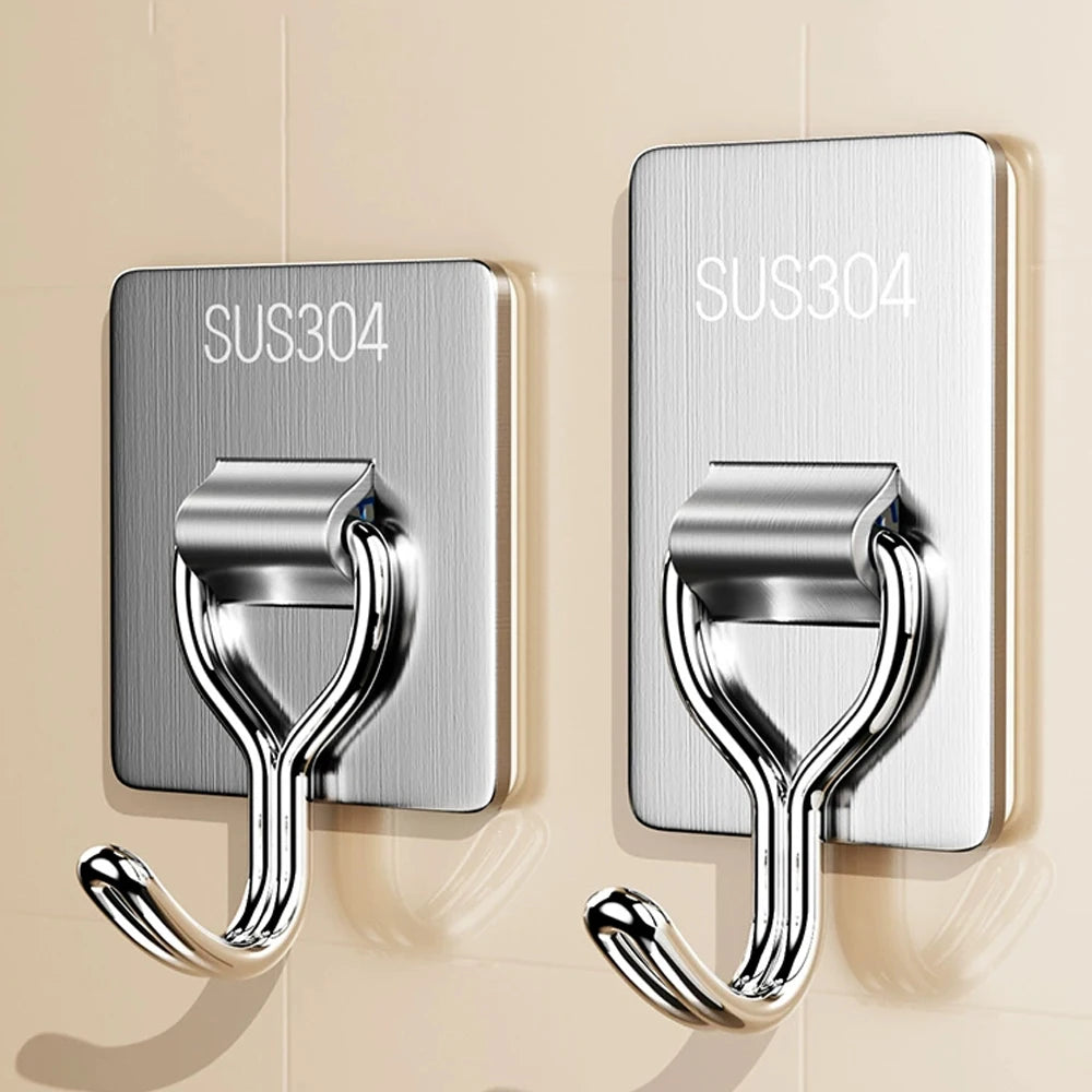 Rotating Self-Adhesive Stainless Steel Wall Hooks – 5 Pack