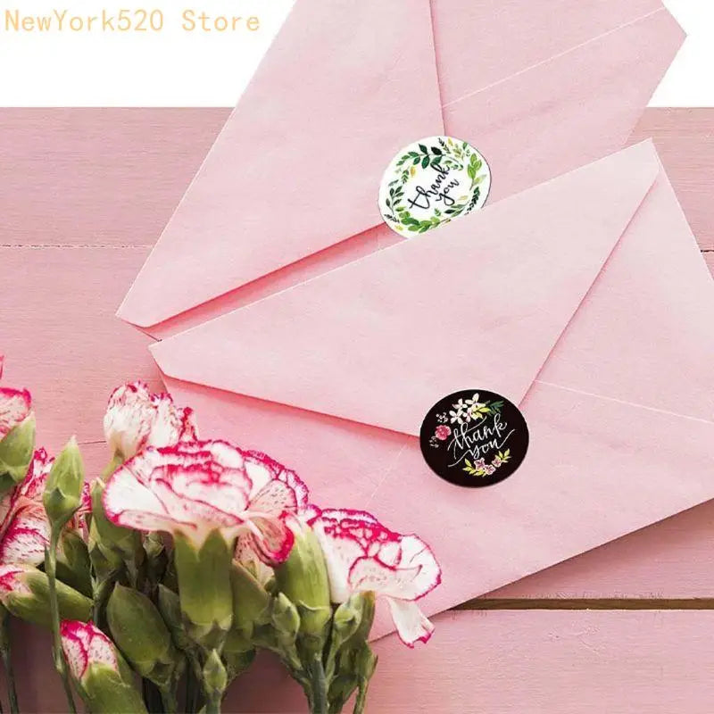 500Pcs Floral Thank You Stickers – Wedding & Gift Wrap Labels