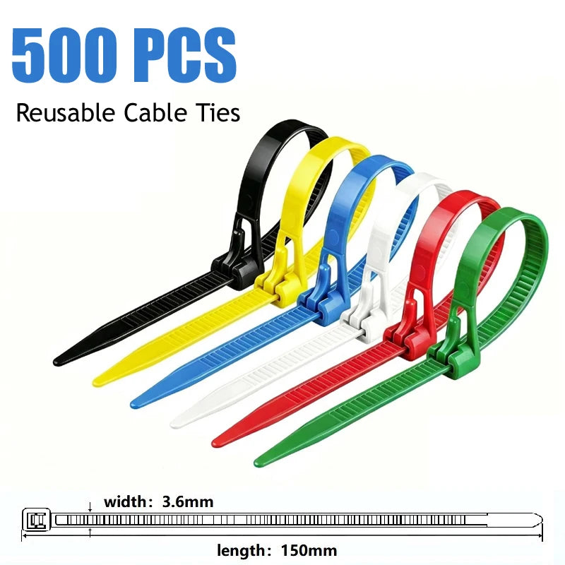 Reusable UV Resistant Nylon Cable Ties 100/300/1000 Pcs