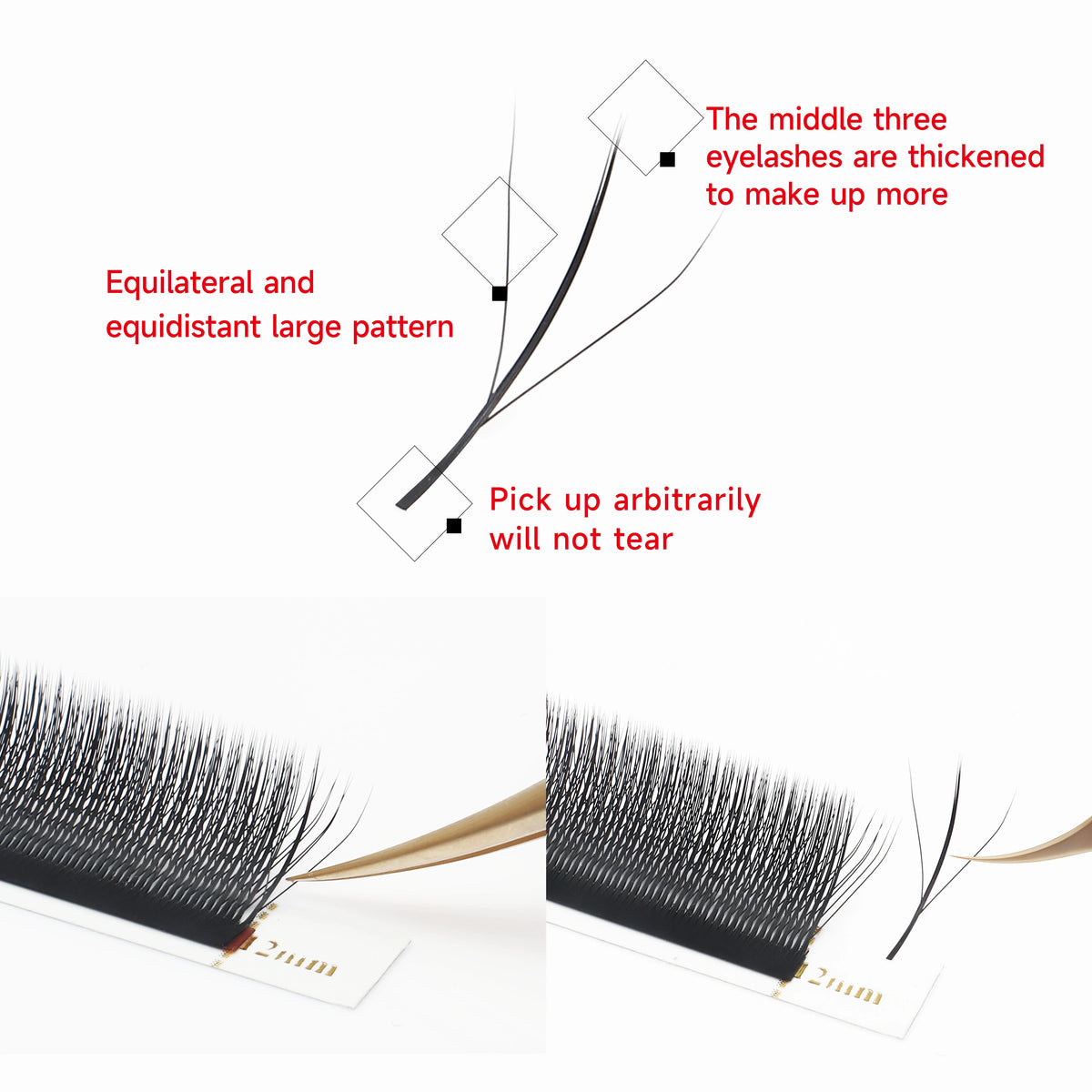 XIUSUZAKI 3D Premade Fan Mink Eyelash Extensions Triple Tips