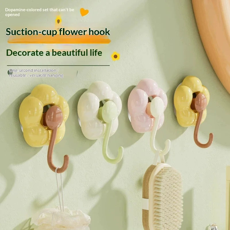 3-Pack Flower Suction Cup Hooks – No-Drill Reusable Hangers