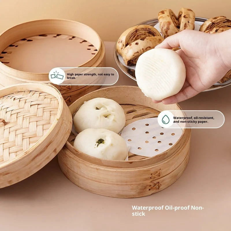 Disposable Perforated Steamer Paper – Non-Stick Bamboo Steamer Liners