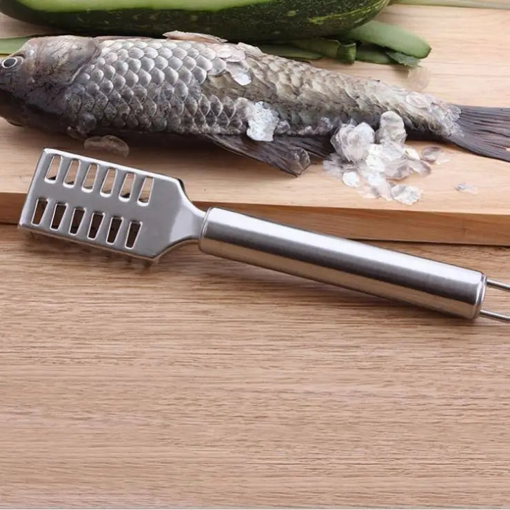 Stainless Steel Fish Scaler – Anti-Slip Handle & Hanging Hook