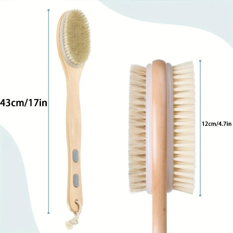 Dual-Sided Long Handle Shower Brush – Body Scrubber & Exfoliator