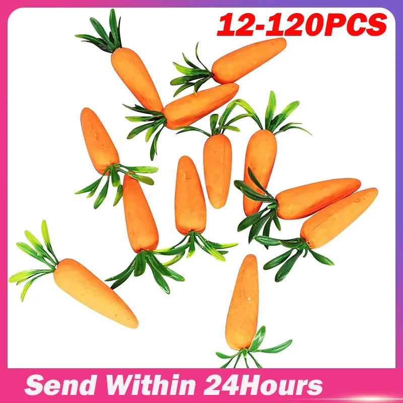 12-Pack Artificial Foam Carrots Easter Party Décor Ornaments