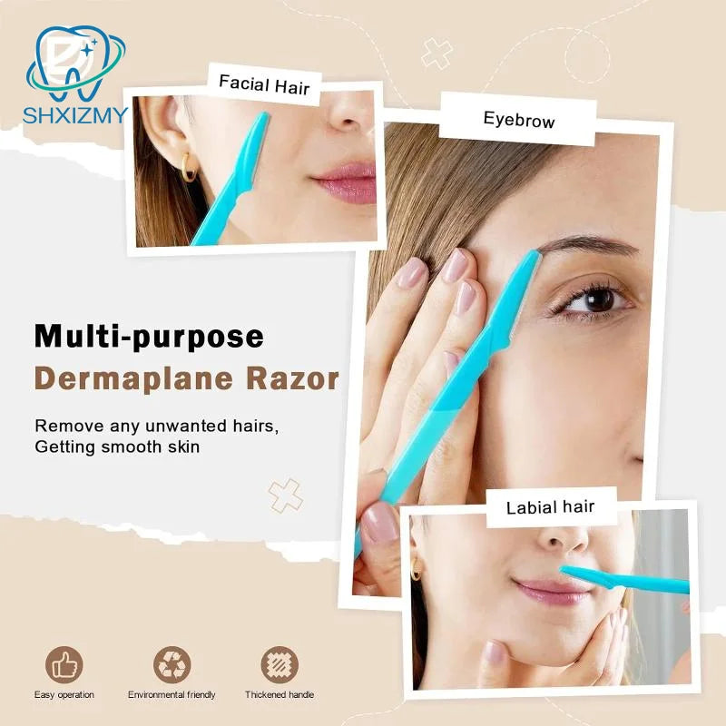 12-Pack Eyebrow & Face Razor Set with Protective Cover