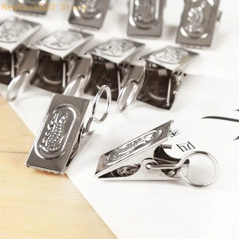 100-Pack Stainless Steel Curtain Clips with Hooks – Silver